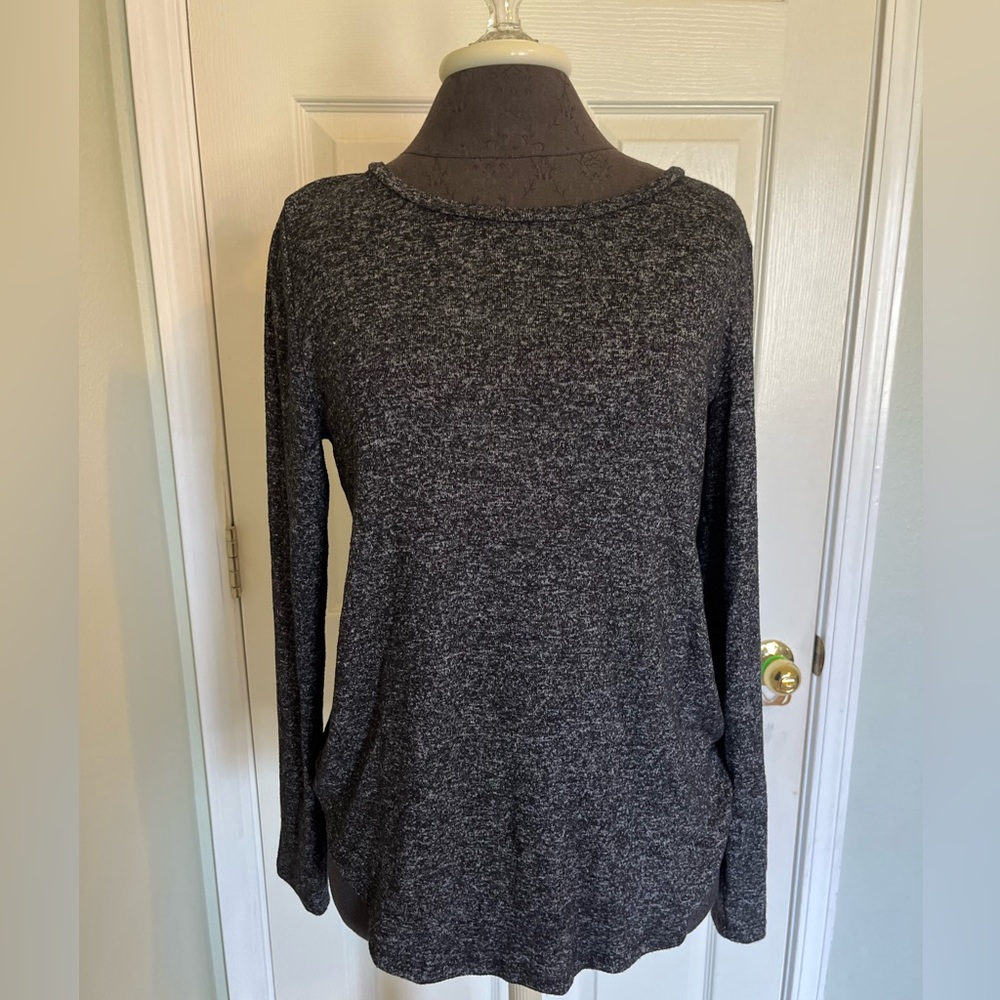 TWO gray old navy lounge comfy long sleeve shirt size Medium women